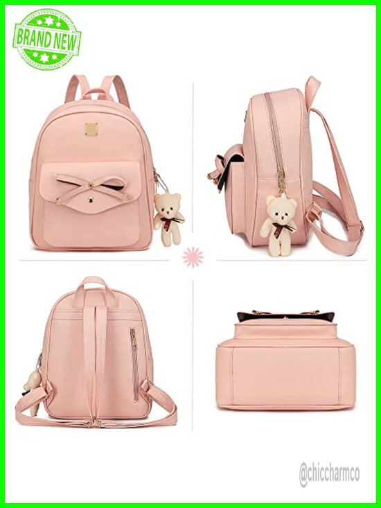 Faux Leather Mini Backpack Purse for Women Bowknot Small Backpack Girls Gift main image 4